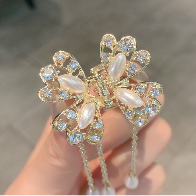 Kẹp Tóc Hình Bướm Đính Ngọc Trai Giả Kích Thước Nhỏ Thời Trang Dành Cho Nữ