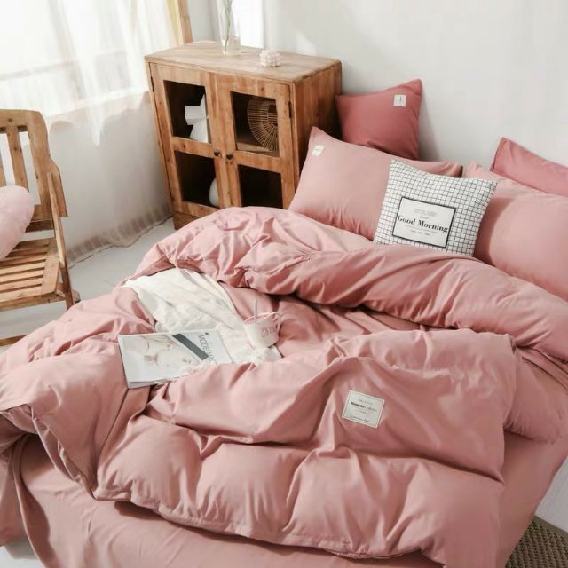 Chăn Ga Gối Cotton Tici Đơn Sắc 4 món
