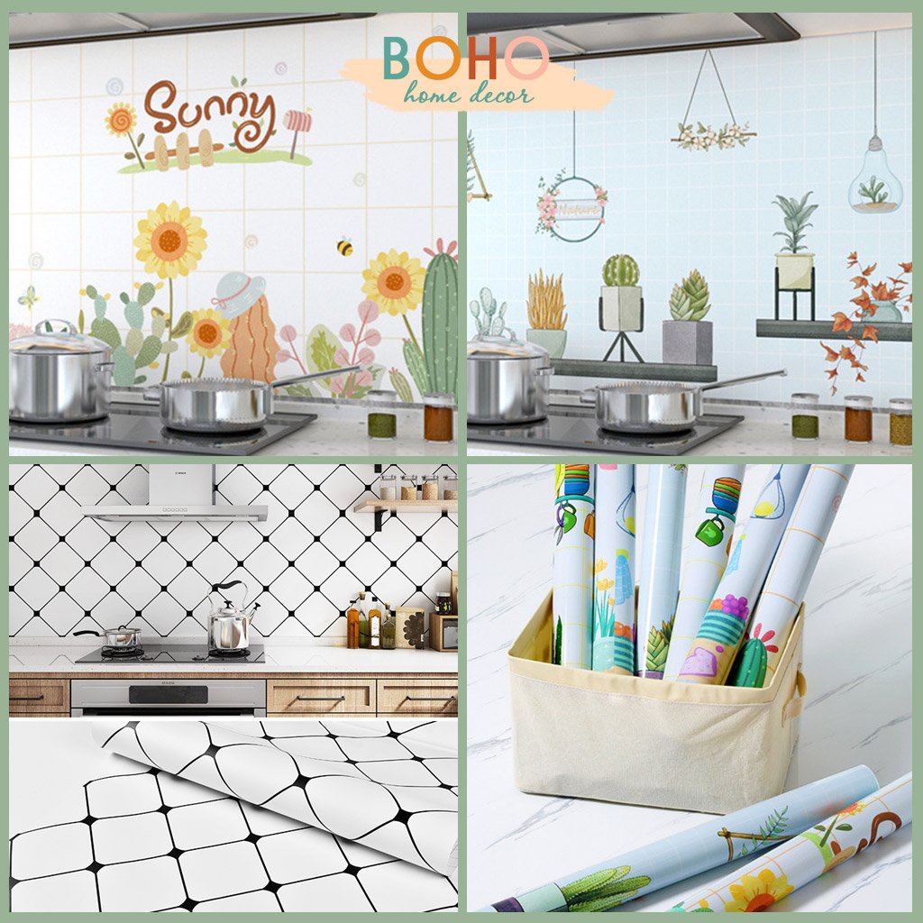 Giấy dán bếp cao cấp, giấy dán tường bếp, mặt bếp có sẵn keo, tự dán dễ dàng