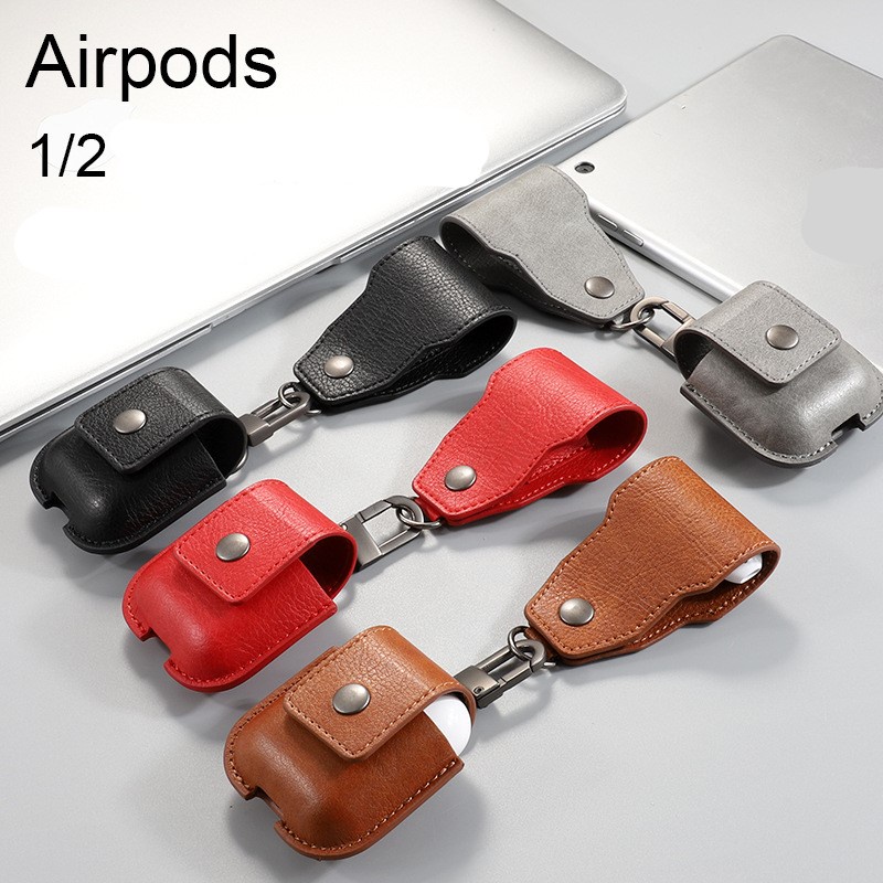 Bao Da Leather Dành cho Airpods 1/2 Kèm Túi Đựng Tai nghe