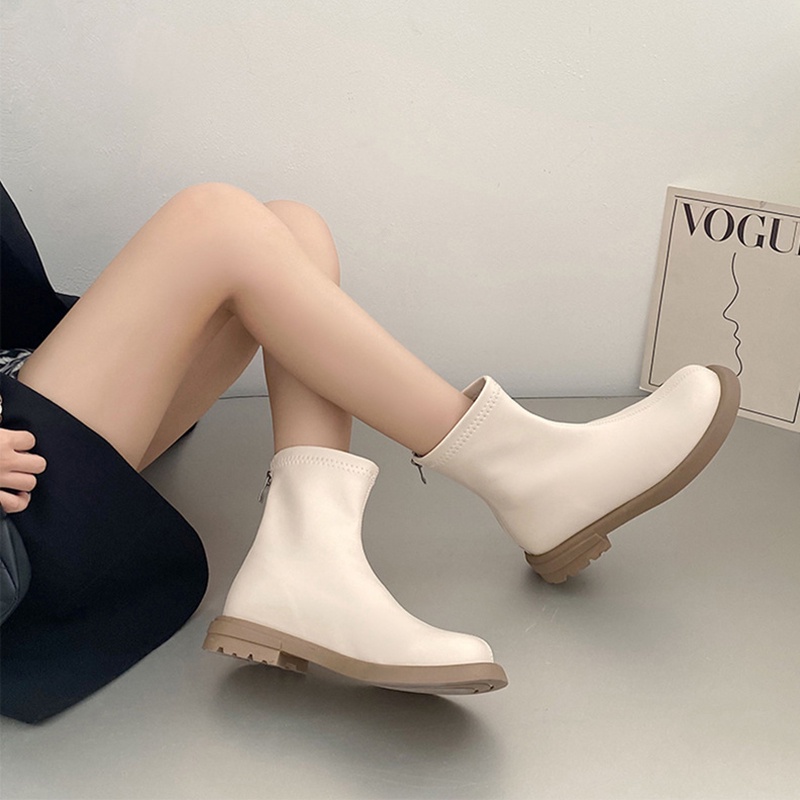 Giày Bốt martin Có Khóa Kéo Sau Phong Cách retro Thời Trang Cho Nữ