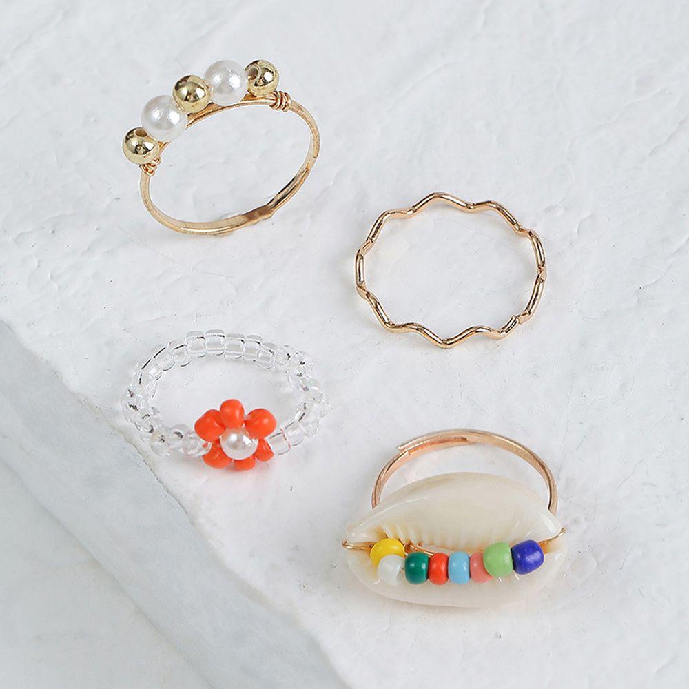 Nhẫn Hợp Kim Xỏ Hạt Nhiều Màu Phong Cách Bohemia Thời Trang