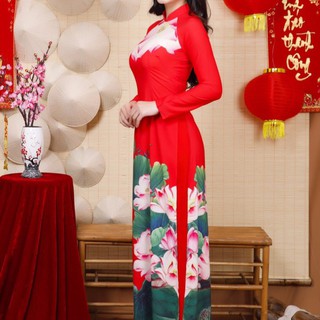 Áo Dài Lụa Hoa Sen Đẹp ANN11720