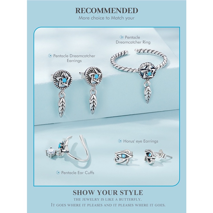 Bông tai BAMOER bạc 925 100% đính đá nhiều màu sắc độc đáo