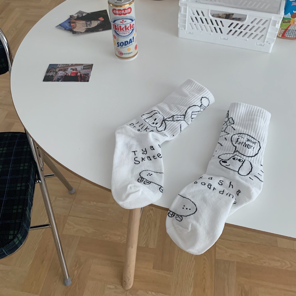 [Freeship + Mã giảm giá] Tất Vớ Nữ Nam Họa Tiết Hoạt Hình Chó Con Hot Trend Chất Liệu Cotton Mềm Mịn Hàng Taobao Có Sẵn
