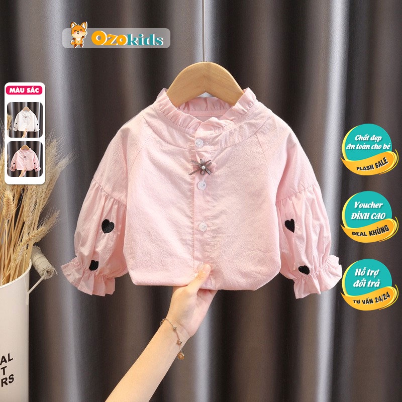 Áo sơ mi bé gái LOBY in họa tiết hình tim A0202024 (8 tháng - 5 tuổi)