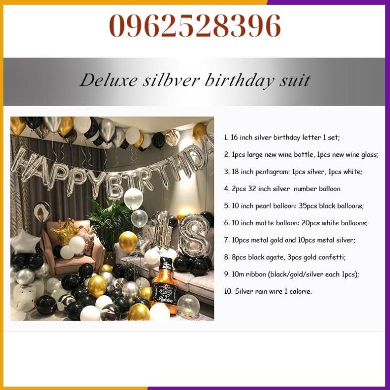 FREESHIP - Set Bóng Trang Trí Sinh Nhật Người Lớn Ơ Tặng Bơm + Keo }