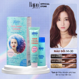 Thuốc nhuộm tóc Molokai màu nâu gỗ 60ml M-30, nhuộm tóc tại nhà chứa collagen tảo biển siêu dưỡng - Hajian Beauty