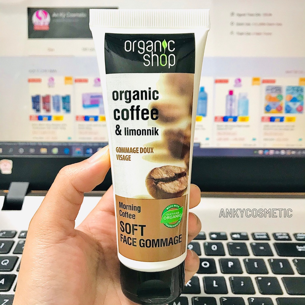 Tẩy da chết vùng mặt Organic Shop chiết xuất hạt cà phê