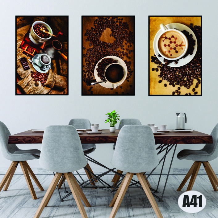 Bộ 3 bức tranh cafe,decor quán cafe