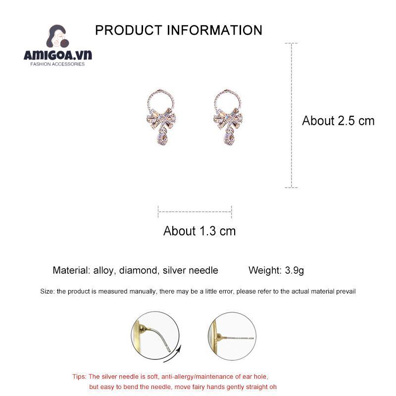 ✨✨Bông Tai Mạ Bạc 925 Hình Nơ Đính Đá Thời Trang