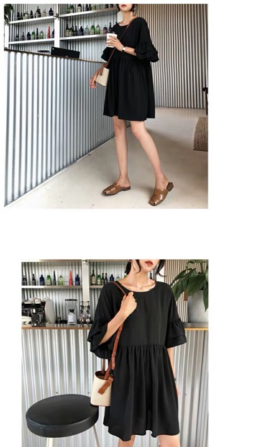 Bigsize Váy tay loe hở lưng dáng suông bánh bèo tiểu thư