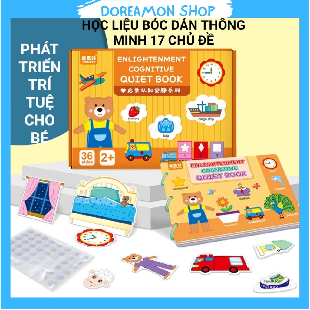 Học liệu bóc dán thông minh cho bé, học liệu busy book 17 chủ đề đa dạng dùng nhiều lần. Doraemon Shop
