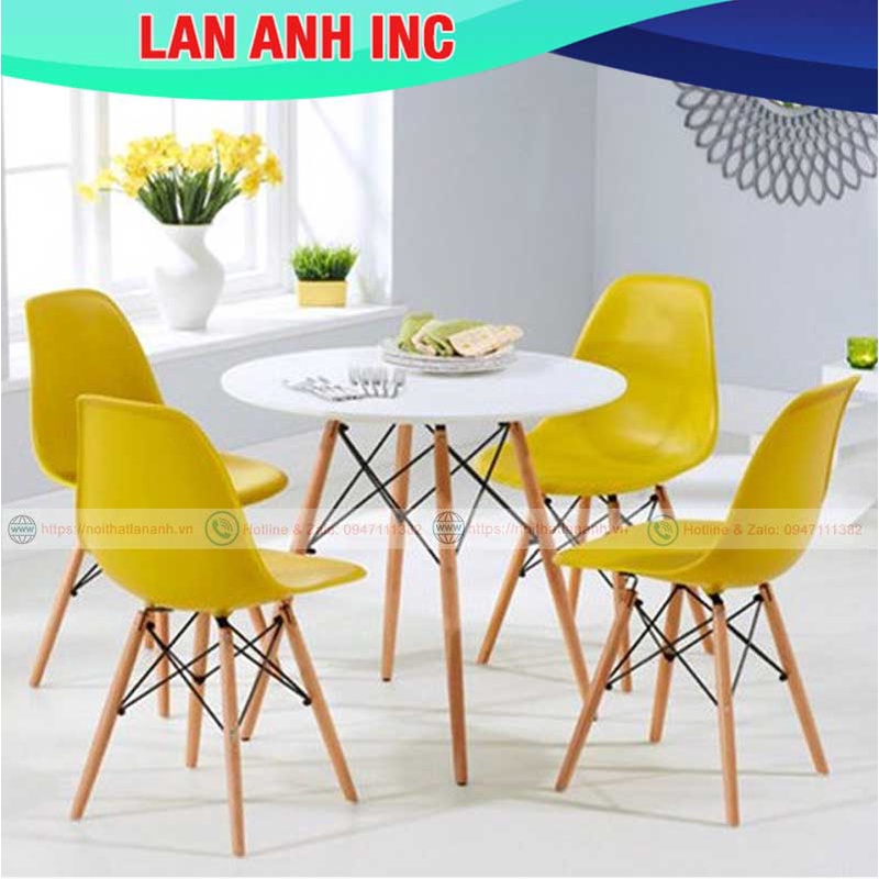 Ghế văn phòng nhựa chân gỗ cao tựa lưng giá rẻ eames LA-GN128-1