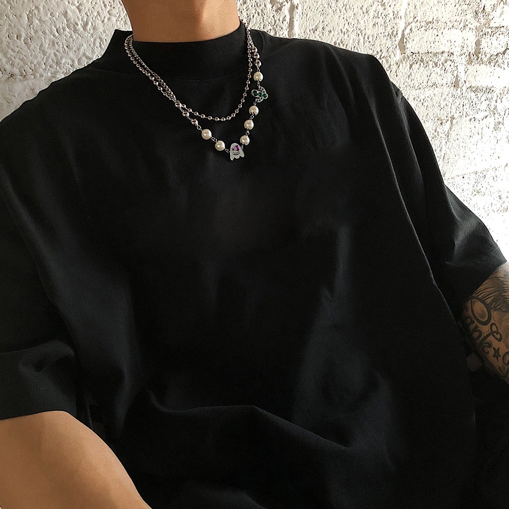 Vòng cổ choker mặt chữ BACK2LIFE đính ngọc trai thời trang cho nam nữ