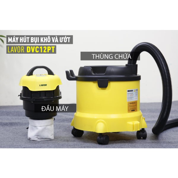 Máy hút bụi khô và ướt Lavor DVC 12PT, công suất 1200W, khoang chứa 12 Lít - bảo hành 1 năm