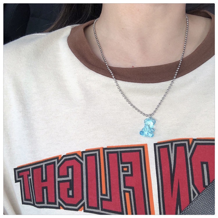 Vòng Cổ Gấu Trong Suốt 191129Dây Chuyền Chuỗi Xích Trong Suốt Họa Tiết Hoạt Hình Dễ Thương Phong Cách Hàn Quốc