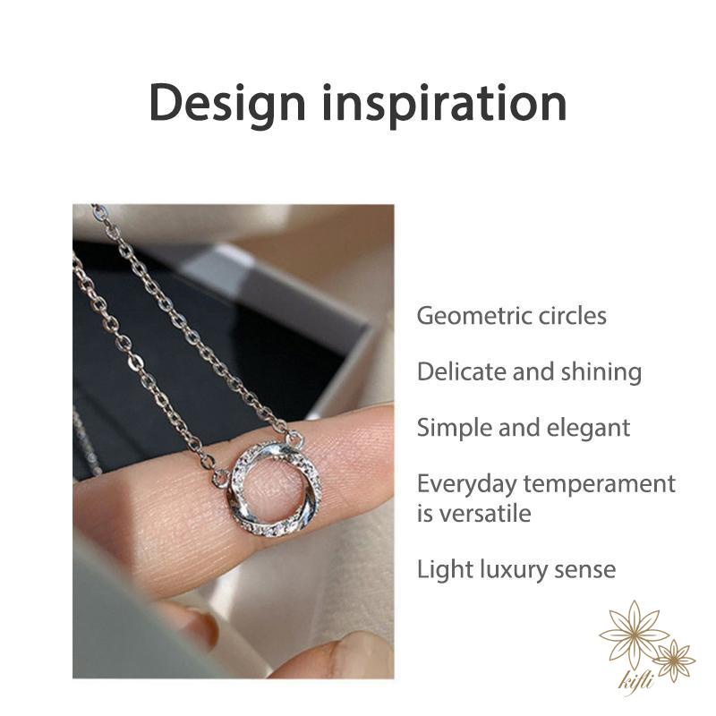 【kifli】Vòng cổ Mặt Tròn Mini Đính Đá Đơn Giản Phong Cách Hàn Quốc