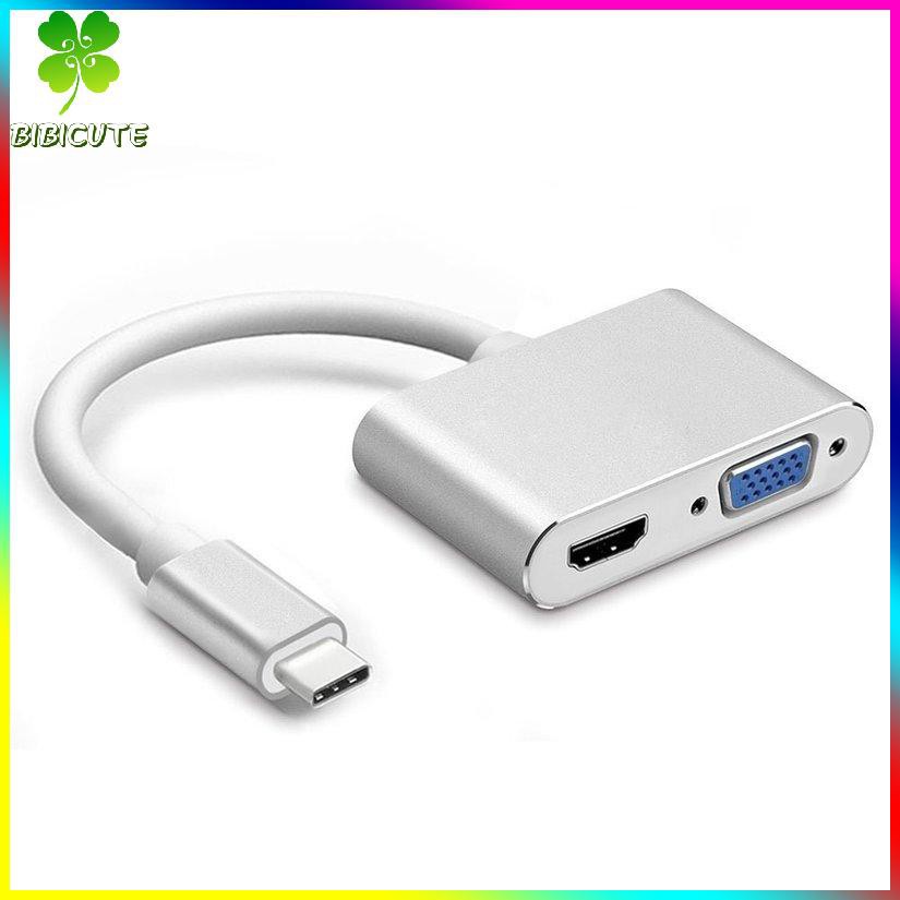 [Fast delivery] Type-c 2-in-1 cable TYPE C TO HDMI cables VGA 4K * 2K USB 3.1 to HDMI lines VGA practical portable line