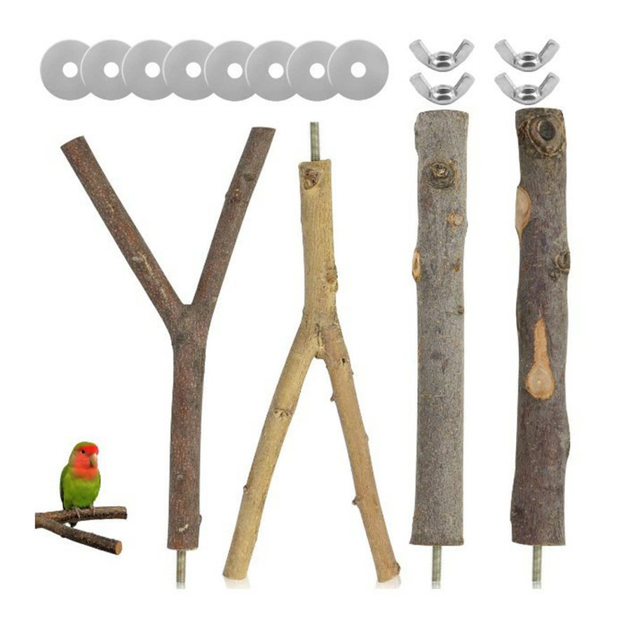 4 PCS Gỗ tự nhiên Chim Perch Vẹt Đứng-Nền tảng Perch Phụ kiện Lồng