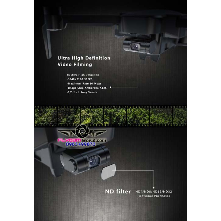 Flycam Hubsan Zino Pro Plus GPS 8km FPV Camera 4K UHD 3 trục Gimbal với 43 phút