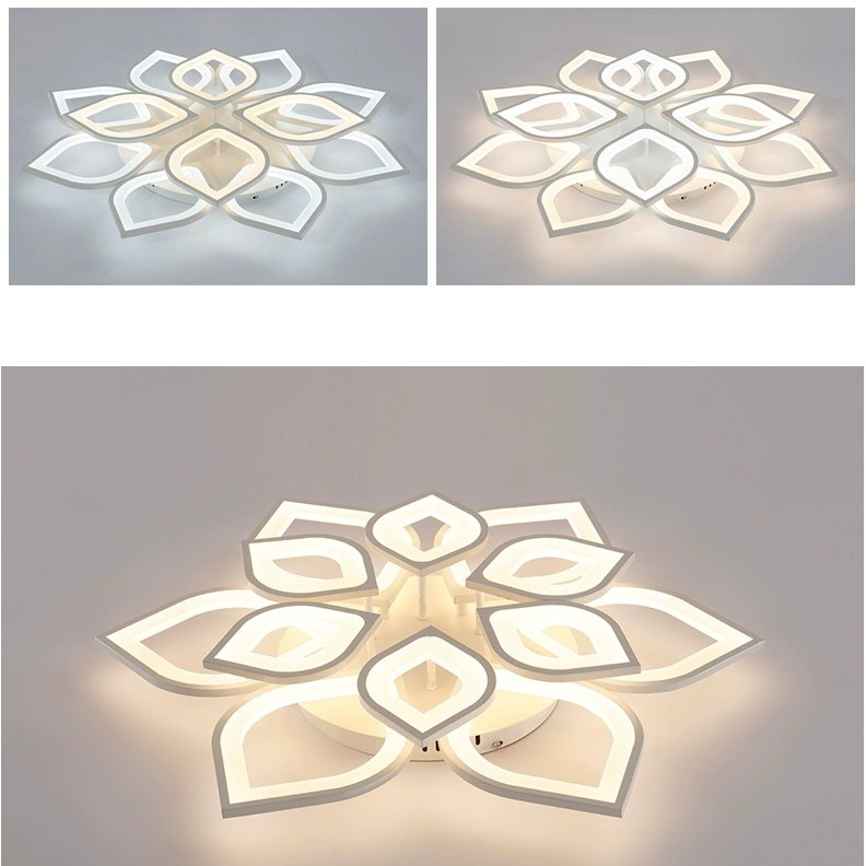 Đèn Mâm Led Ốp Trần 12 Cánh Trang Trí Phòng Khách,Ngủ,Spa,Hội Nghị Có Điều Khiển Phân Tầng 3 Màu Ánh Sáng