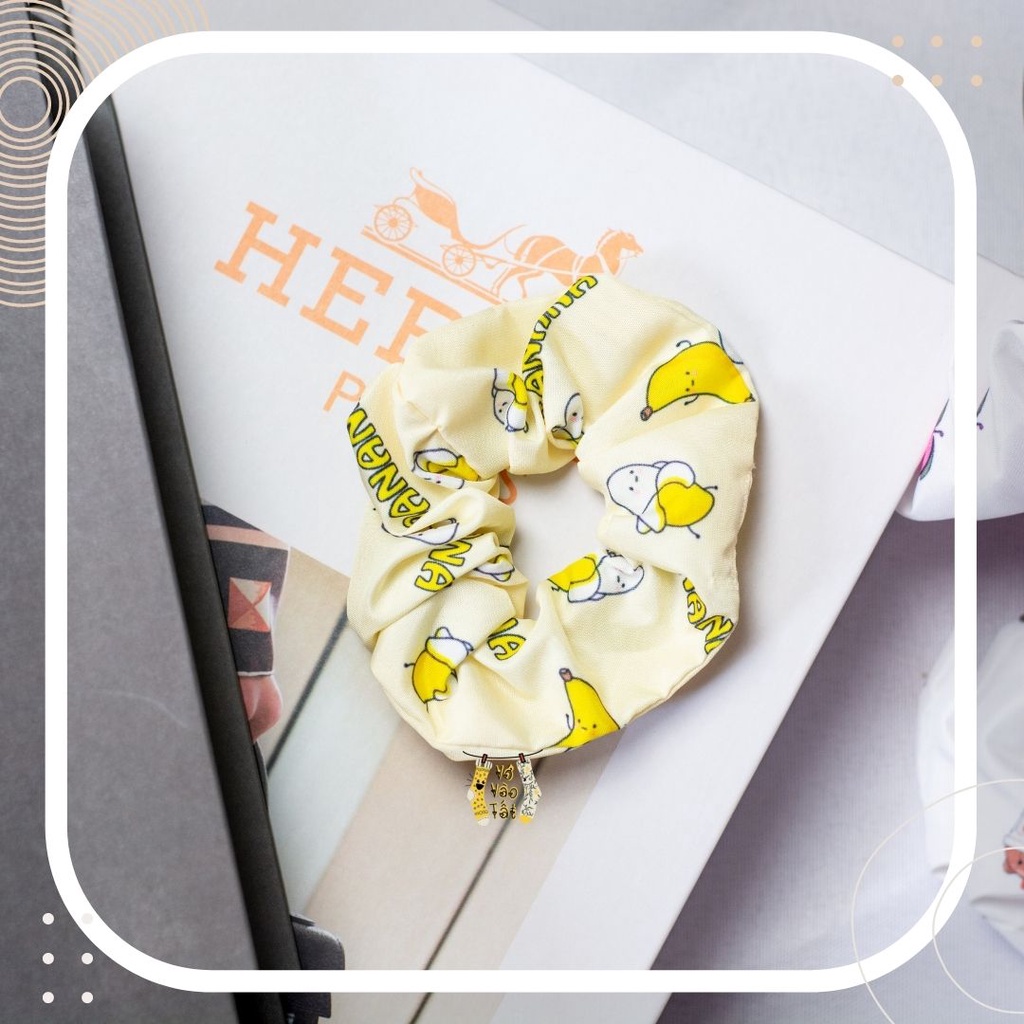 Đồ buộc tóc Scrunchies vải phi họa tiết hoạt hình