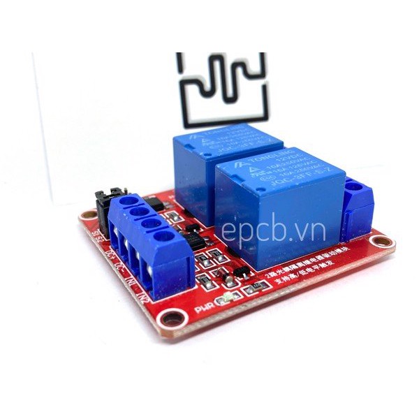 Mạch 2 Relay Opto Chọn Mức Kích High/Low 12VDC