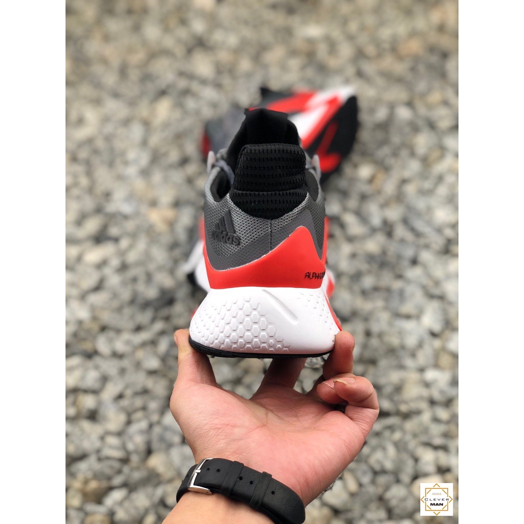 Giày thể thao sneaker nam nữ ALPHABOUNCE INSTINCT M 2020 xám gót đỏ