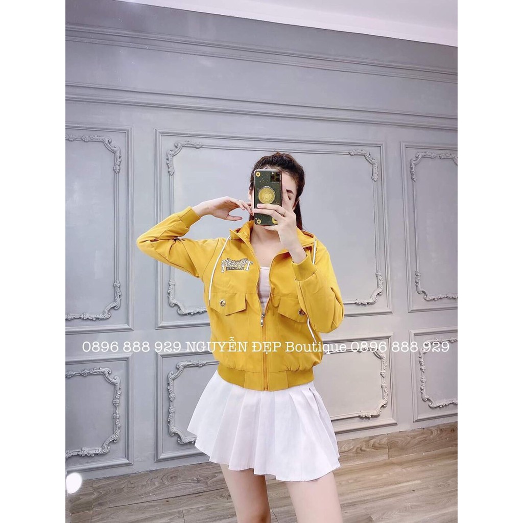 Áo khoác nữ Áo khoác nữ gió dù 2 lớp chống nắng phối viền túi hộp ngộ nghĩnh-dễ thương | BigBuy360 - bigbuy360.vn