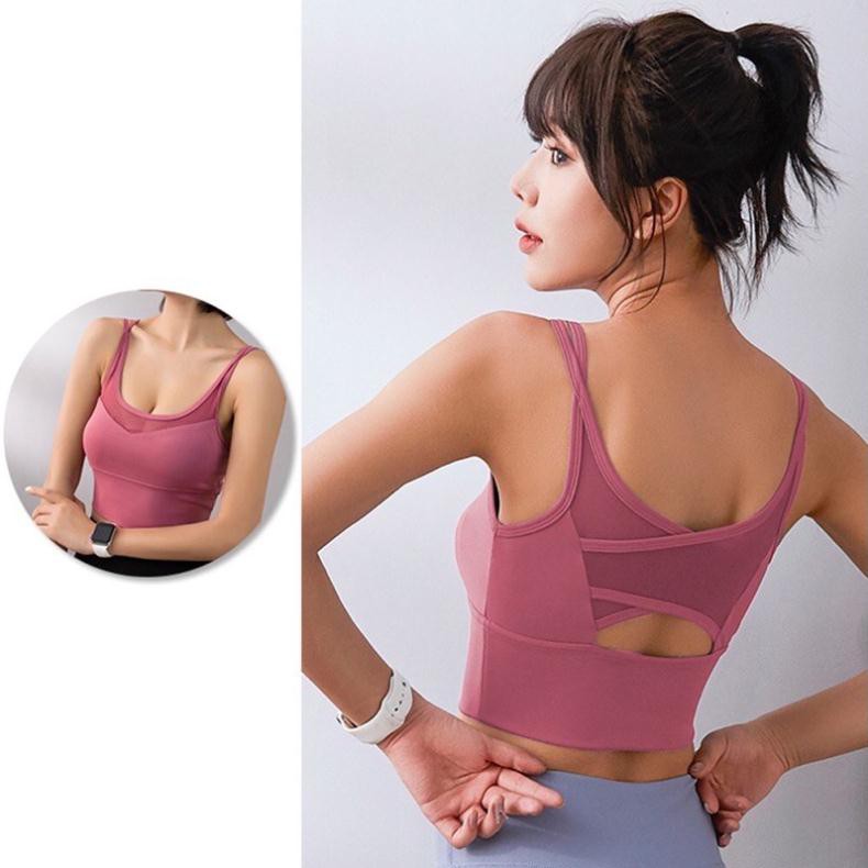 [Hàng Quảng Châu] Áo tập gym, yoga nữ Runing sport AB003 phối lưới áo bra sexy mềm mại khi đi tập Hoashop66