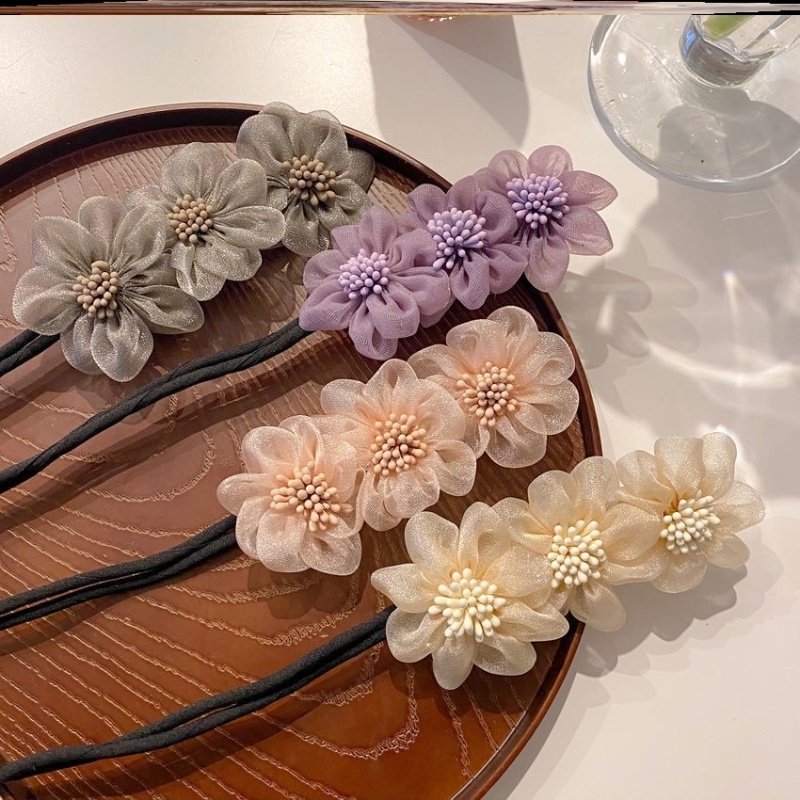 Dây Cột Tóc Ba Bông Cúc Nhỏ Dễ Thương Phong Cách Hàn Quốc Cho Nữ