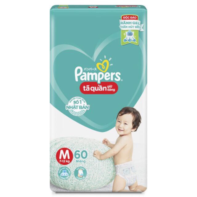 Tã/Bỉm quần Pampers M60/L54/XL48/XXL44