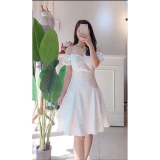 Đầm drees Váy trắng thiết kế  hở vai dự tiệc, cưới xin, đi chơi. dịu dàng, cá tính.