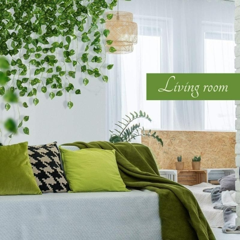 Set 12 Dây Lá Thường Xuân Nhân Tạo Dài 2m Dùng Trang Trí ​Phụ Kiện Trang Trí Sân Vườn Đám Cưới