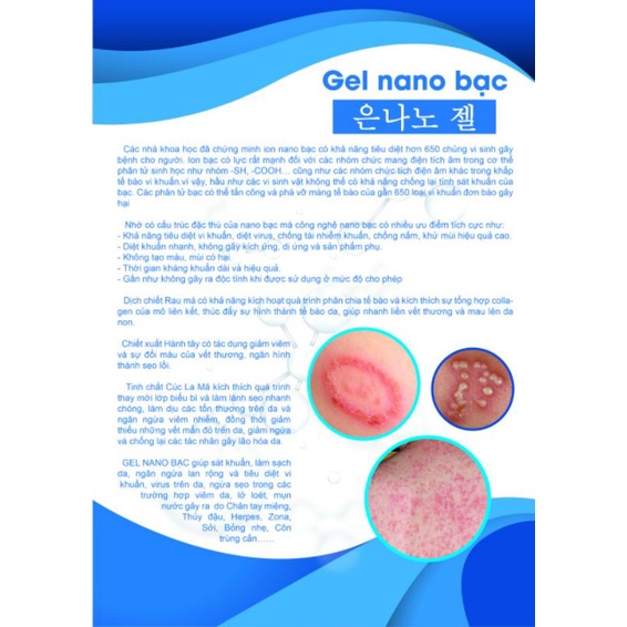 Gel Nano Bạc 30g - Giúp làm sạch, hỗ trợ kháng khuẩn, giúp làm mờ sẹo