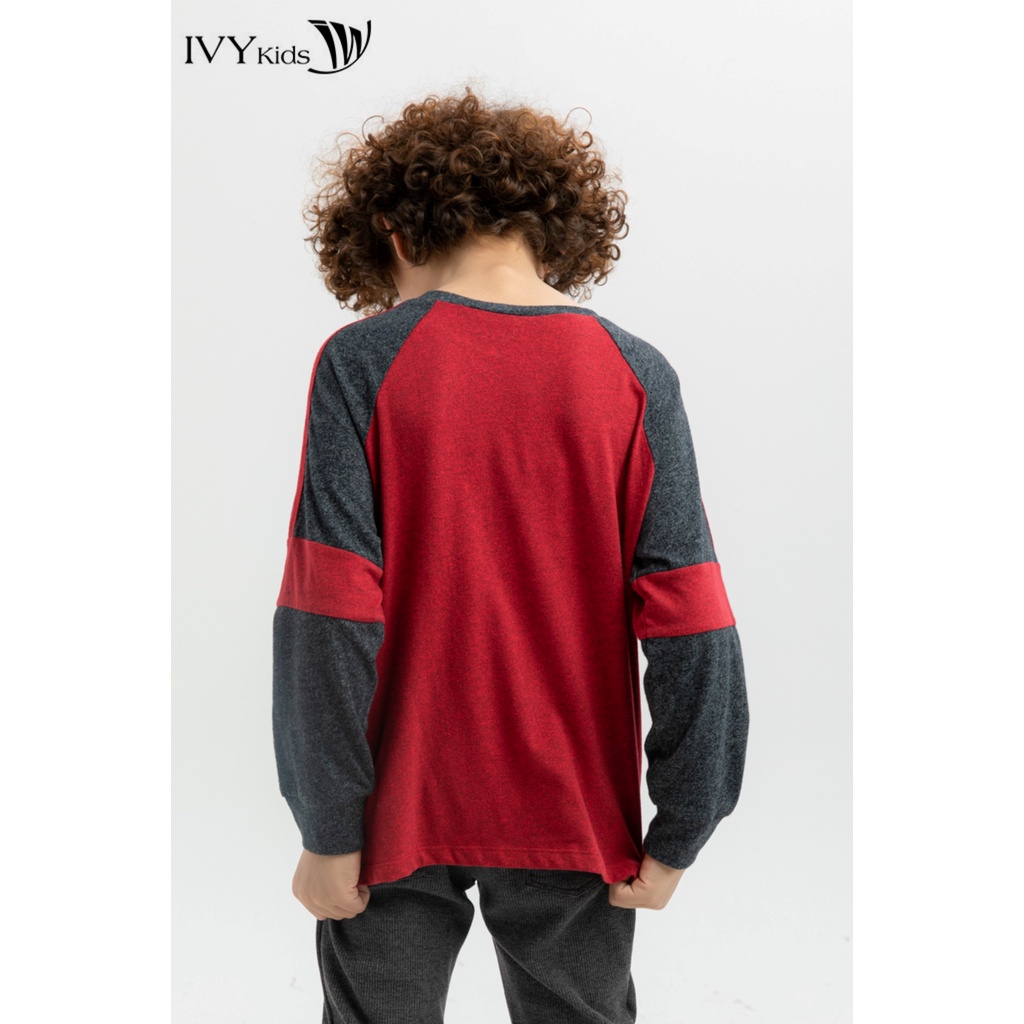 Áo thun phối màu bé trai IVY moda MS 58K1136
