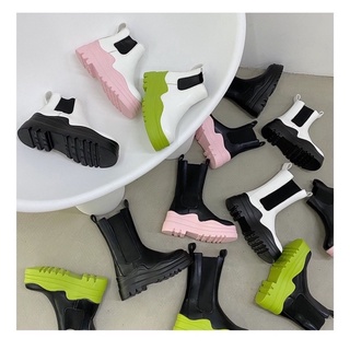 (Order-2) GIÀY BOOT ULZZANG NỮ bốt đế răng cưa cao 6CM dáng ủng không dâ khoá ĐẾ LƯỢN SÓNG phong cách ngầu chất B62