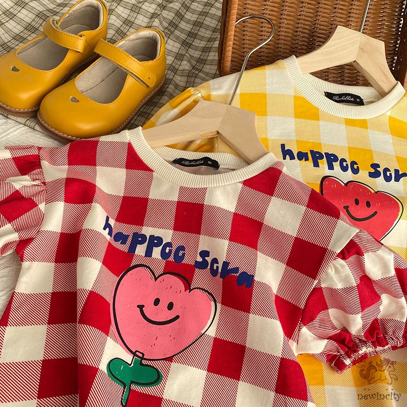 Đầm Tay Ngắn Dáng Rộng In Họa Tiết Hoa Lá Phong Cách Hàn Quốc Thời Trang Mùa Hè Xinh Xắn Cho Bé Gái