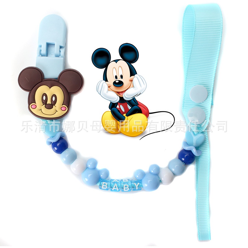 Dây Đeo Núm Ti Giả Chống Lạc Bằng Silicon Hình Chuột Mickey Stitch Disney Cho Bé Sơ Sinh