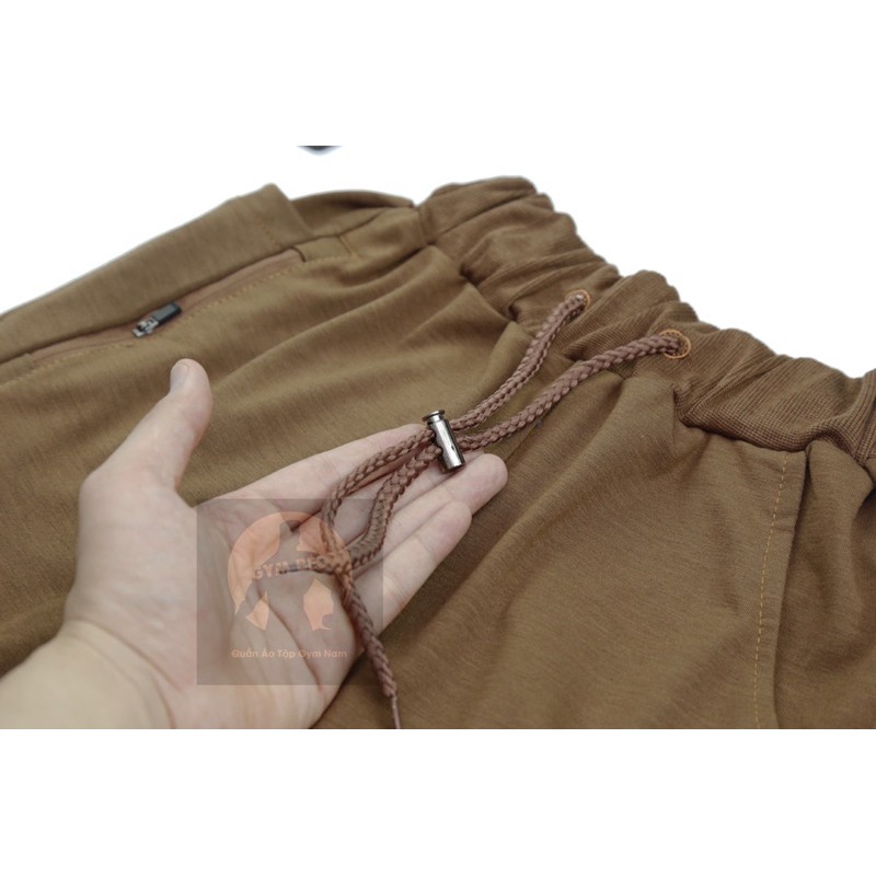 Quần đùi tập gym nam, tập chạy bộ dáng ngắn trên gối, chất vải cotton da cá, không logo, thoáng mát | BigBuy360 - bigbuy360.vn