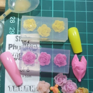 Khuôn charm hoa hồng 4d- khuôn hoa silicon đắp bột nail