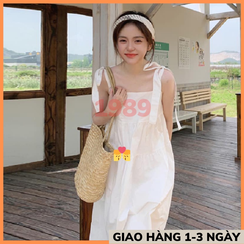 Váy babydoll 2 dây buộc nơ vai, Đầm 2 dây babydoll buộc nơ vai MÂY_1989