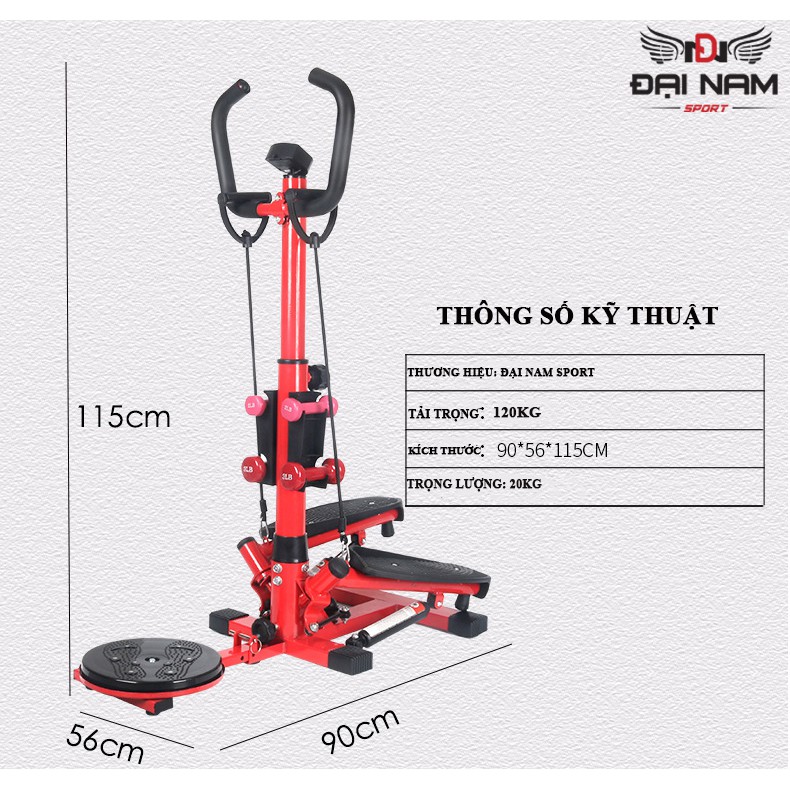 Máy Chạy Bộ Tại Chỗ Đếm Bước Tích Hợp Đĩa Xoay Eo-Tạ Tập Tay-Dây Kéo Tay Cao Cấp Đại Nam Sport