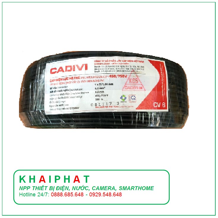 Cadivi Dây điện đơn cáp điện đơn Dây điện mềm CV6 CV 6 6. . CHẤM MM2 giá tốt giá rẻ hàng chính hãng - KHẢI PHÁT ELECTRIC