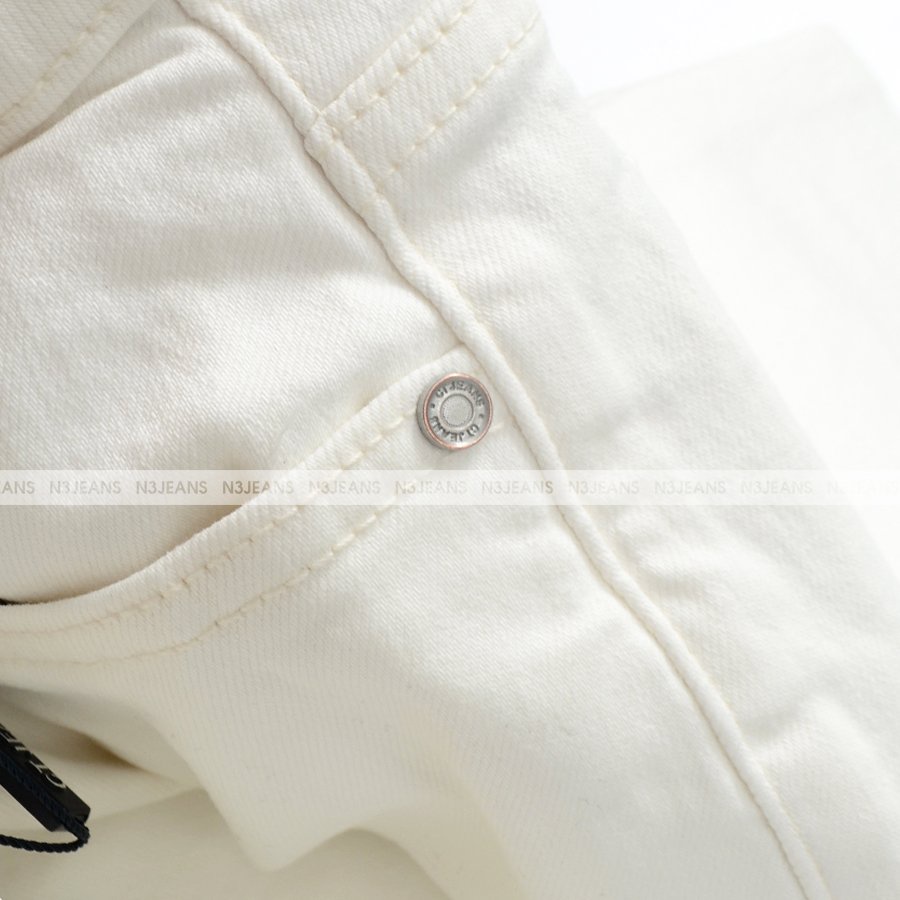 Quần Jean Nữ skinny màu trắng cạp cao Vải co giãn
