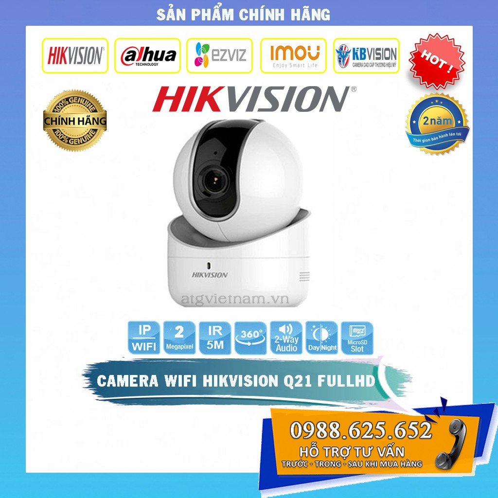 Camera Wifi Hikvision quay quét DS-2CV2Q21FD-IW Full HD 1080P - Hàng chính hãng - Bảo hành 2 năm - Bán số 1 thế giới