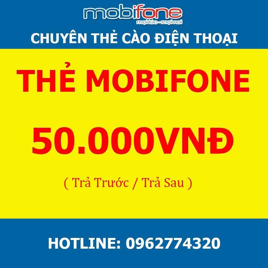Thẻ Mobifone 50k-Thanh toán trả trước, trả sau-Yêu cầu OTP mobinext