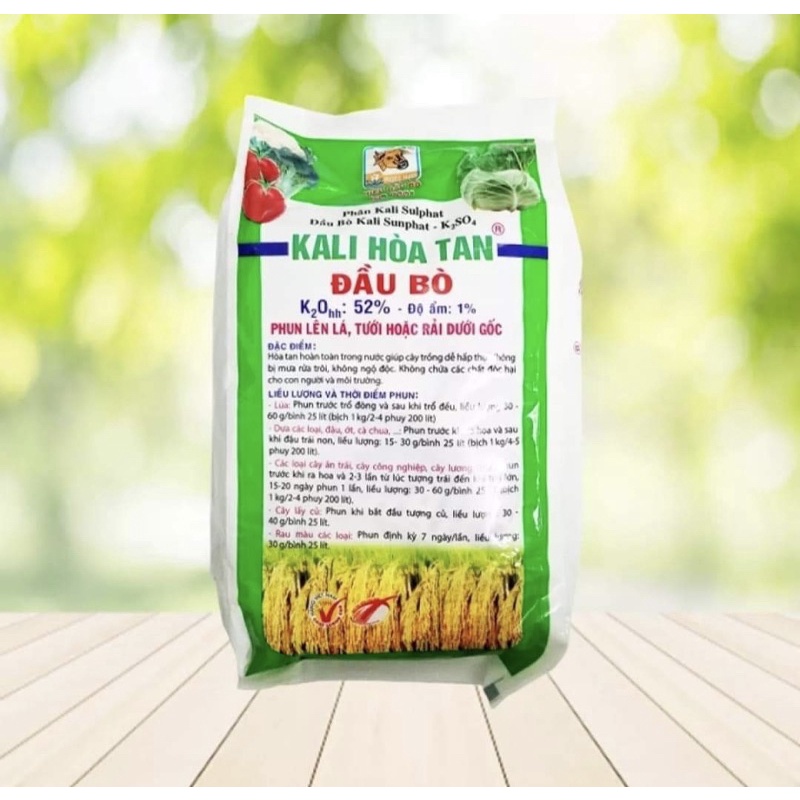 Kali Đầu Bò-Phân bón lá Kali Sulphat Kali hòa tan Đầu Bò-K2SO4 - 1kg Giúp cây ra hoa sớm, chin sớm, màu đẹp