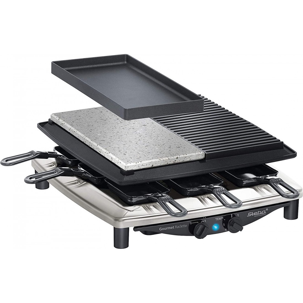 Bếp nướng 2 vùng STEBA RC 4 plus deluxe chrom 62-23-00 (1 mặt đá, 1 mặt nướng thường) - made in germany